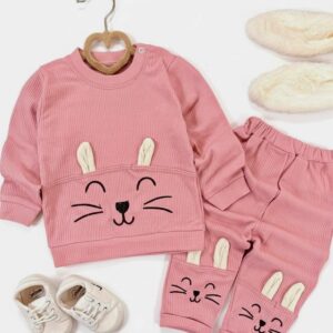 بلوز شلوار گوشدار صورتی کبریتی 3009