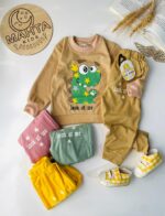 بلوز شلوار کبریتی دینو و ستاره شکلاتی 3046