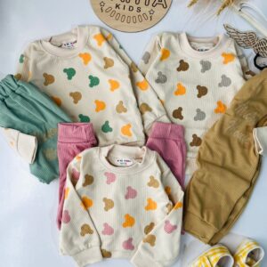 بلوز شلوار کبریتی طرح تدی 3045