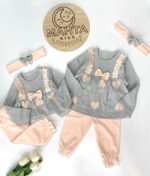 سه تکه دخترانه قلبی دو رنگ