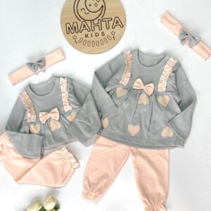 سه تکه دخترانه قلبی دو رنگ